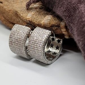 Cult Gaia Rhodium Hypoallergenic Earrings Diamond Cut White Sapphire